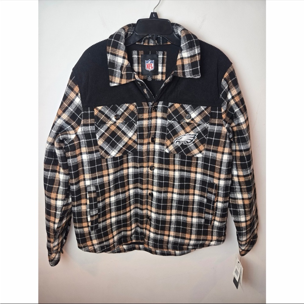 NFL Philadelphia Eagles Men's Plaid Flannel Shirt Jacket Medium